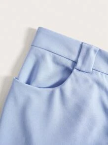 Comfortcana 大码女式口袋装饰浅蓝色针织喇叭裤