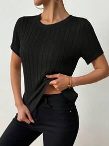 Calvaya Dames Zomerkleding Casual Korte Mouw Gebreide Trui Tops