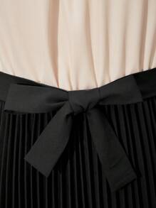 SHEIN Đầm chắp vá cổ vuông dài tay màu đơn giản thời trang cho bé gái tuổi teen - Nhiều màu - Xem 5