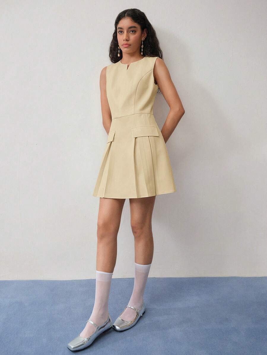 MOTF STUDIO ROBE PLISSÉE SANS MANCHES - Jaune citron - Voir 1