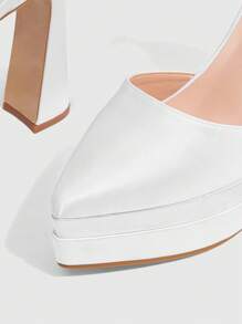 Cuccoo CUCCOO LuxiPop Tacones de plataforma altos con correa y punta puntiaguda, color champán, adecuados para disfraces de Halloween, Navidad y fiestas de Año Nuevo