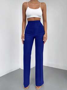 RueChic Pantalon Droit Taille Haute Pour Femmes