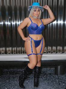 SHEIN 4pcs Plus Size Sexy Lingerie Set With Underwire - Multicolor - View 3