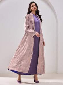 Al Najma Women's Simple & Fashionable Arabic Style Abaya Suitable For Summer, Modest Robe - Mauve Purple - View 7