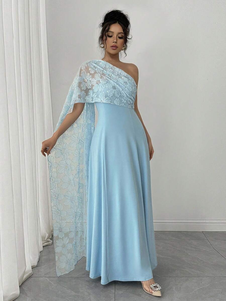 SHEIN Unity Women's Strapless Mermaid Tail Decor Dress - Blue - View 1