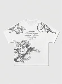 ROMWE MEN Street Life 男士蝙蝠袖印花短袖T恤，适合春夏季日常穿着、万圣节