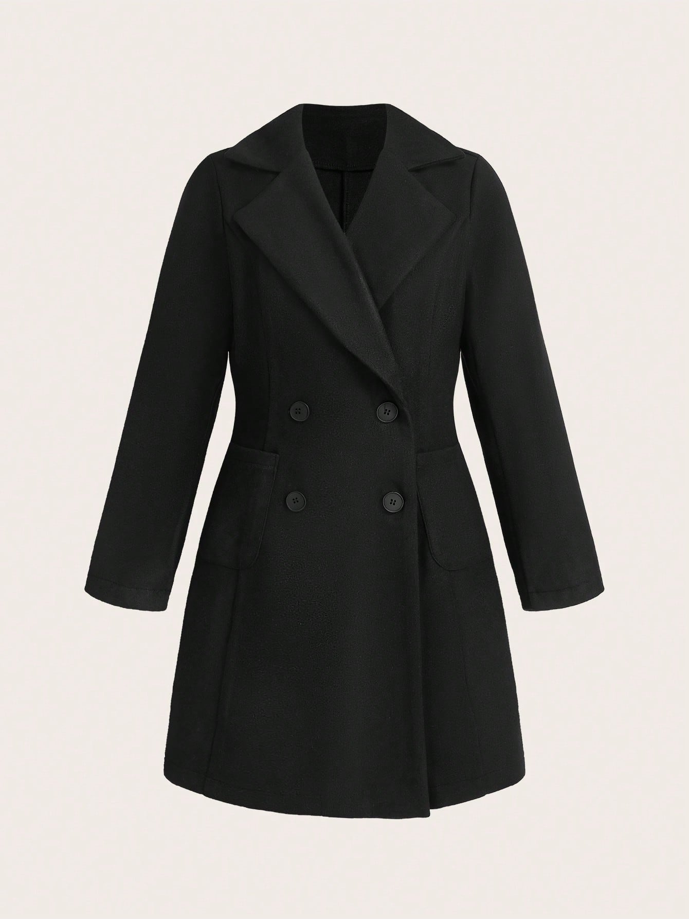 SHEIN Unity معطف صوفي عادي ذو ياقة منفرجة مزدوج ال...