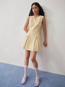 MOTF STUDIO ROBE PLISSÉE SANS MANCHES - Jaune citron - Voir 3