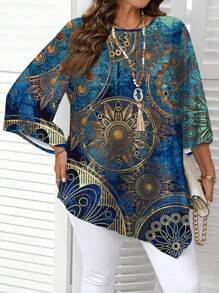 Áo sơ mi họa tiết hoa hạt điều cổ điển cỡ lớn, dáng rộng, mùa xuân/thu - Nhiều màu - Xem 4