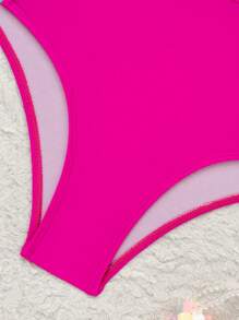 Swim SPRTY 2pcs/Set Women Summer Beach Outfits, Colorblock Round Neck Short Sleeve And Shorts Casual Sport Swimwear