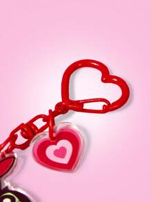 THE POWERPUFF GIRLS X SHEIN Fashionable Cute Cartoon Blossom, Bubbles, Buttercup Pattern Keychain - Red - View 3