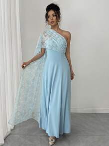 SHEIN Unity Women's Strapless Mermaid Tail Decor Dress - Blue - View 4