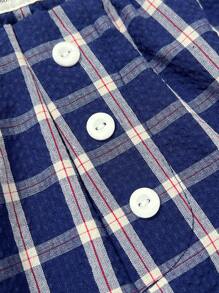 Manfinity VCAY Unisex Casual Woven Patch Faux Placket Badge Decoration Waist Straight Shorts, Suitable For Daily Wear - Blue - View 6