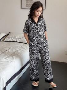 DAZY Tween Girl Leopard Print Short Sleeve Pajama Set,Girls Summer Outfits,Back To School Clothes - White - View 6