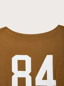 SHEIN Teen Girls American Casual Loose Fit T-Shirt, Versatile Summer Top - Coffee Brown - View 6