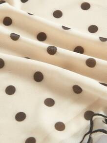 SHEIN MOD Asymmetric Bow Knot Ruched Hem Polka Dot Print Blouse