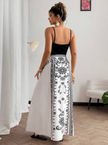 Flirla Đầm dài màu đen thanh lịch gợi cảm cho nữ cỡ lớn, Xuân/Hè - Nhiều màu - Xem 2