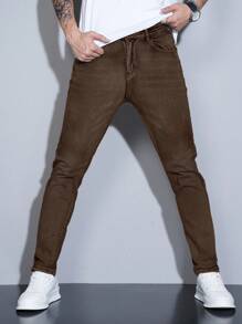Manfinity Homme Men's Simple Fashion Denim Jeans Suitable For Summer - Brown - View 5