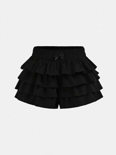 Tween Girls Plain Color Casual Fashion Skirt-Shorts