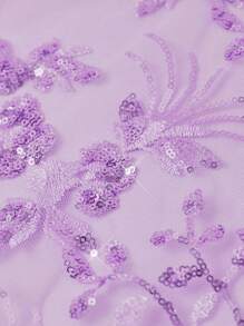 Ellevyn 2pcs Women Set: Sequin Party Dress & Fitted Short Sleeve Jacket Purple - Mauve Purple - View 5