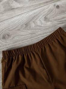 Colección nueva primavera y verano 2025 de 2 piezas para niños preadolescentes: Top con estampado de estrella color albaricoque y pantalones marrones, adecuado para uso diario, juegos al aire libre, vacaciones familiares y reuniones