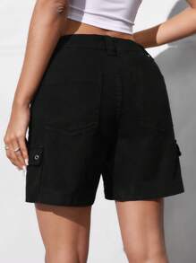 SHEIN EZwear Dames Cargo Pocket Casual Losse Veelzijdige Denim Shorts
