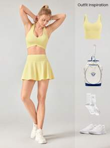 GLOWMODE FeatherFit™ - Luftiger Bauchkontroll-Einbau-Shorts-Taschen-Antirutsch-Streifen, Tennis-Rock, leichte Unterstützung, geringer Aufprall, Tennis, Golf, schnelltrocknend, feuchtigkeitsableitend