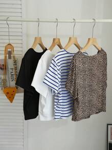 Comfortcana Set de 3 camisetas básicas de cuello redondo, ajustadas y elásticas para tallas grandes