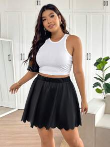 SHEIN Frenchy Plus Size Black Casual Versatile Shorts For Women With Anti-Flashing Design, Summer - Black - View 4