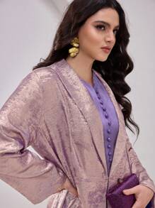 Al Najma Women's Simple & Fashionable Arabic Style Abaya Suitable For Summer, Modest Robe - Mauve Purple - View 4