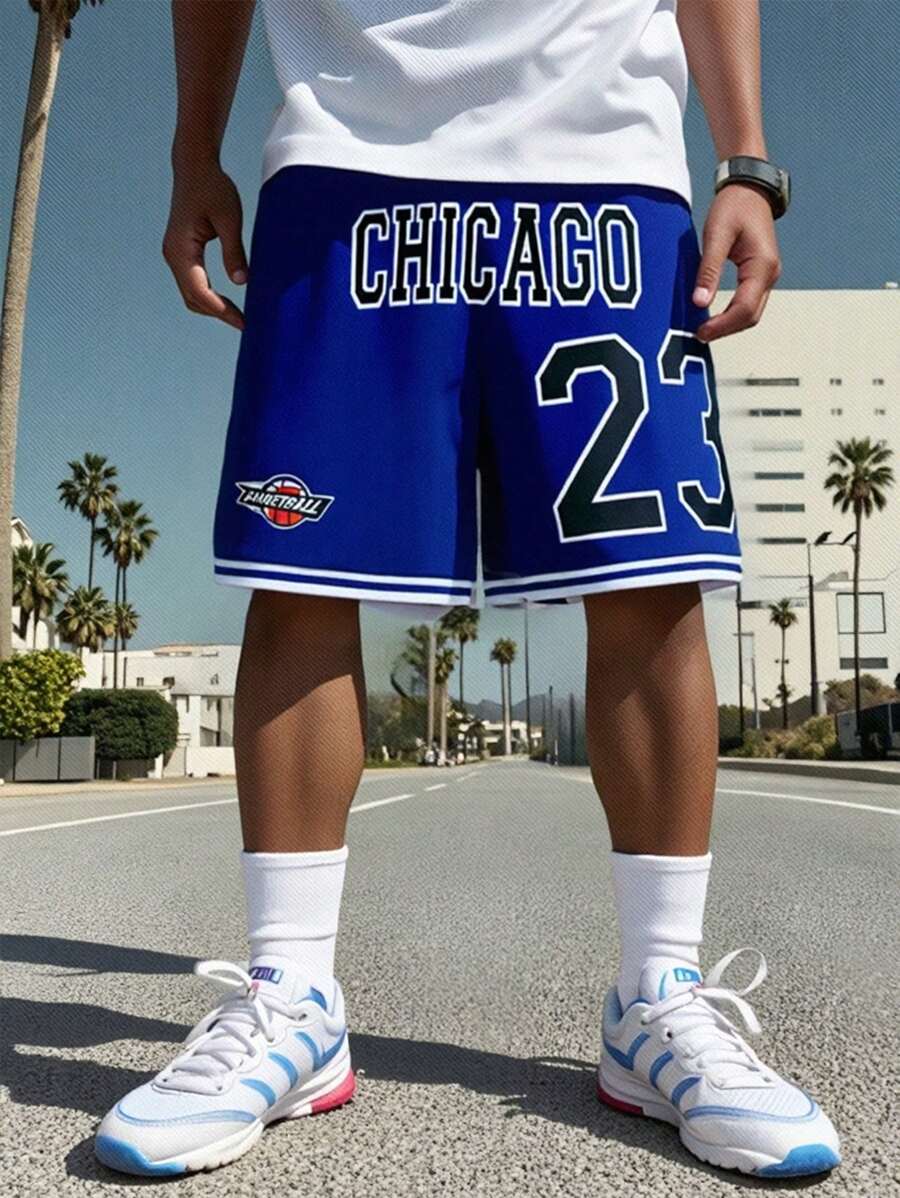 SHEIN Leap Crew 2pcs/Set Teen Boy Casual Short Sleeve T-Shirt And Shorts Set, Street Punk Rock College Style Basketball Shorts For Daily Wear, Party, Music Festival, Suitable For Spring/Summer - Blue - View 1