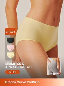 LUVLETTE 3条装无缝基础款隐形舒适高腰女士内裤 - 速干 - 瑜伽风格 - 彩色 - 查看 1