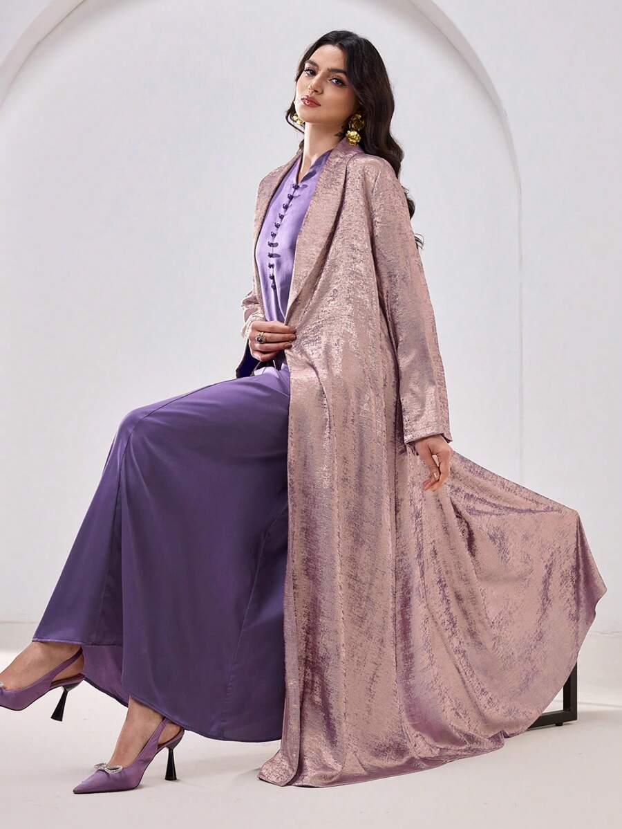 Al Najma Women's Simple & Fashionable Arabic Style Abaya Suitable For Summer, Modest Robe - Mauve Purple - View 1