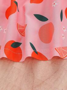 SHEIN 2pcs/Set Baby Girl Plaid And Floral Print Cap Sleeve Button Down Dress, Cute Summer Vacation