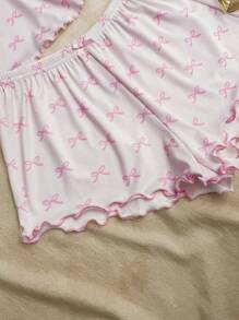 SHEIN Teen Girl Butterfly Accent Pink Cami Top And Shorts Set, Cute/Sweet/Clean Style, Comfortable Homewear, Clothes Suitable For Casual Wear, Back To School