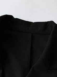 SHEIN Clasi 女士加大码蓝色西装外套，时尚商务专业办公服装，春/秋 - 黑色 - 查看 5