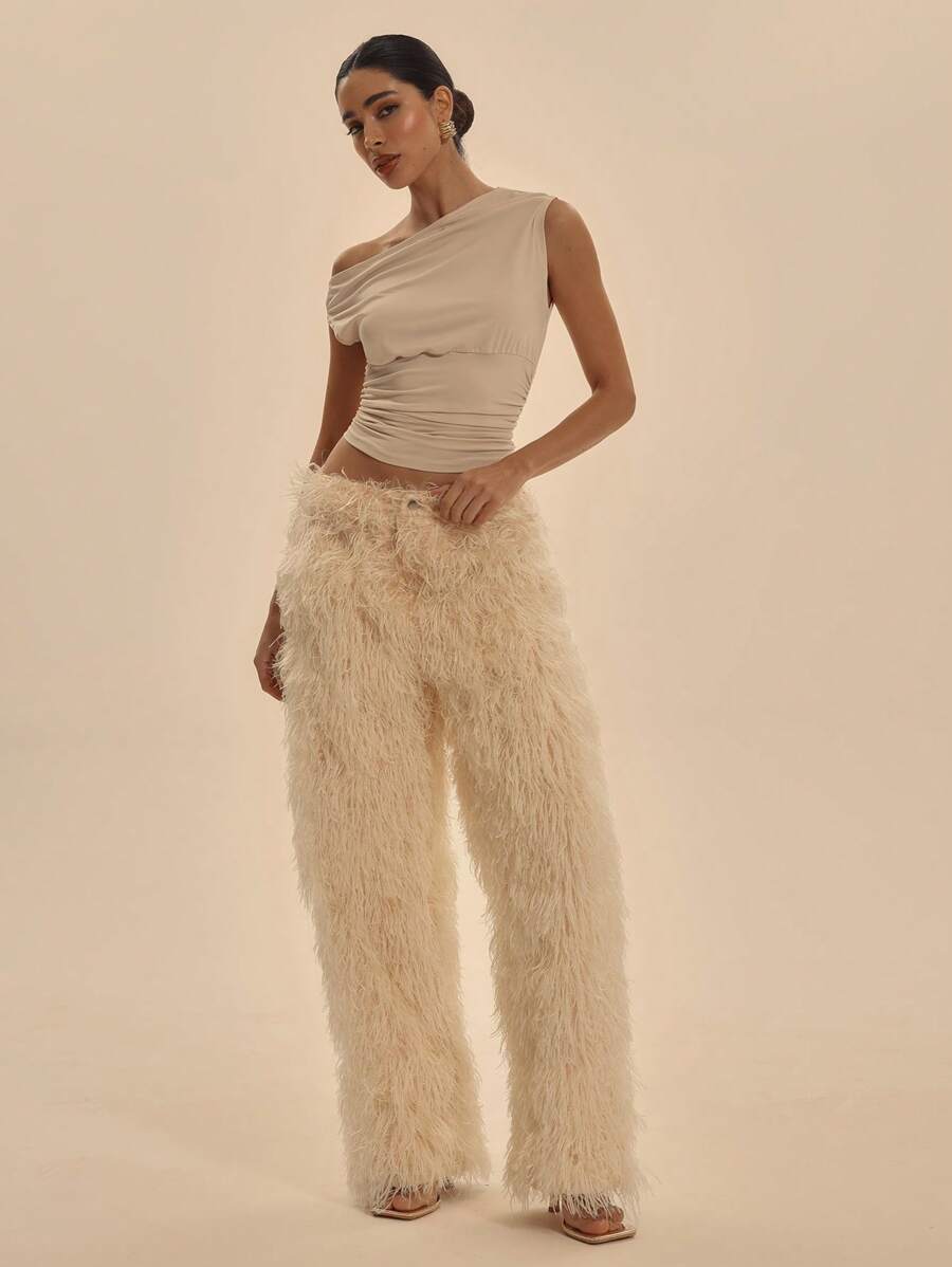 MUSERA 中腰超蓬松直筒裤 夏季性感优雅舞会度假俱乐部场合 Tales Of A Muse 长裤 复活节休闲