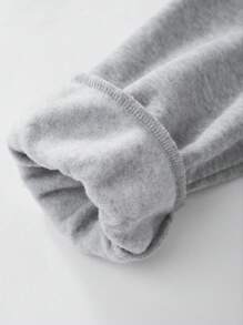 SHEIN Explorewe 2 件套青少年女孩字母和格子印花休闲套头衫和裤子套装，秋冬 - 彩色 - 查看 3