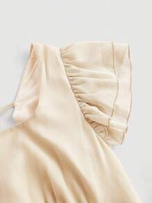 SHEIN MOD Váy midi tay ngắn màu mơ cỡ lớn, eo thắt eo, váy sang trọng cho phụ nữ, váy dự tiệc cưới cho phụ nữ, váy midi cho phụ nữ, váy thanh lịch cho phụ nữ, váy dạ hội, váy trung tính cho phụ nữ, váy maxi cho phụ nữ, váy dự tiệc cho phụ nữ, váy trang trọng, váy tốt nghiệp - Màu be - Xem 3
