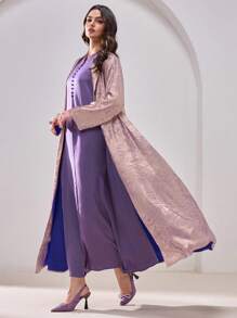Al Najma Women's Simple & Fashionable Arabic Style Abaya Suitable For Summer, Modest Robe - Mauve Purple - View 5
