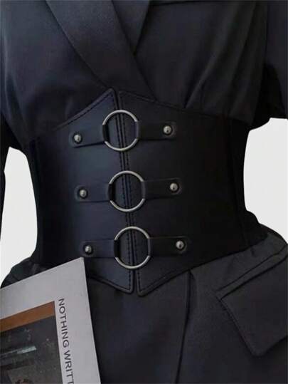 Goth Leder-BH-Top mit Schnürung und Gürtel, Party und Festival