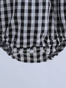 Vintaside Kids 1 pieza Mono de manga corta con estampado de cuadros verdes para bebé niña. Tela suave y cómoda, estilo casual y adorable de princesa, adecuado para primavera/verano, uso diario y viajes - Negro - Ver 3