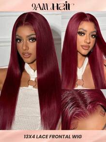 Bordeaux Transparant Kant Rechte 13x4 Kanten Voorkant Pruik Pre Geplukt Transparant Kant Voor Menselijk Haar Pruiken 99J Rode Pruik 16-32inch Voor Vrouwen