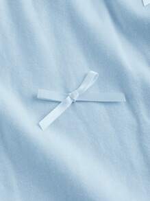 SHEIN MOD Plus Size Fitted Bowknot Short Sleeve T-Shirt - Blue - View 3