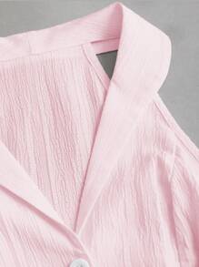 SHEIN Unity 纹理绉布无领无袖前开式女式衬衫