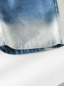 Boys' Fashion-Forward Denim Bermuda Shorts: Blue Ombre Wash Zipper Fly And Comfortable Fit - Blue - View 4