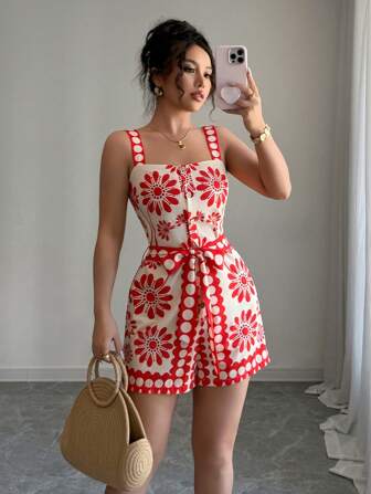 Breezaya Mono sin mangas con estampado de dopamina y flores, de moda y versátil para el uso de mujer en vacaciones