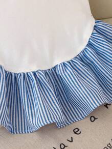 T-shirt manches courtes à col rond, ourlet asymétrique volantécontre-couché, couleur unie, style casual et élégant, pour filles préadolescentes, idéal pour la rentrée scolaire - Blanc - Voir 6