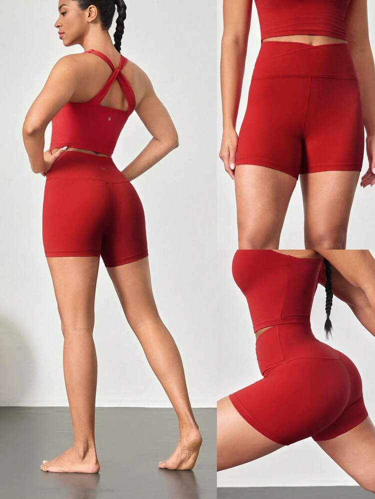 Short da ciclismo da 10,9 cm con effetto piuma, a incrocio, ideali per bassa intensità, ciclismo, corsa, palestra, allenamento, estate