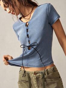 Bohemela T-shirt manches courtes décontracté d'été bohème occidental à teinture nouée pour femmes